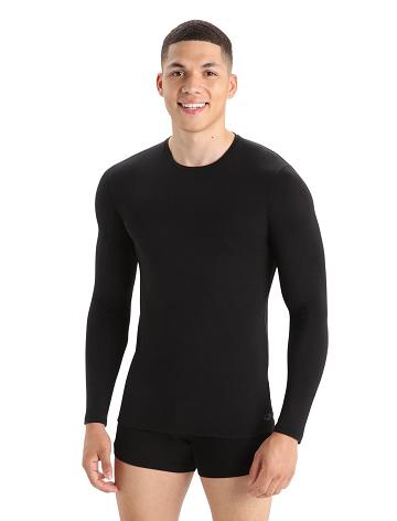 Pánské Spodní Prádlo Icebreaker Merino Anatomica Long Sleeve Crewe T-Shirt Černé | CZ 1655NWYB